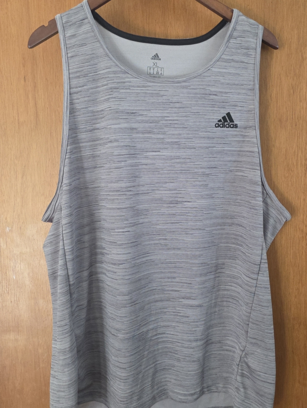 Men's Vintage adidas Men's Gray Striped Performance Tank XL Climate Gray